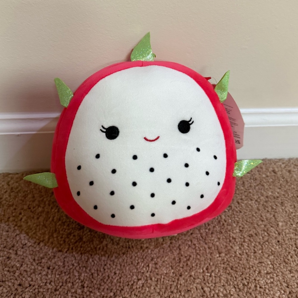 8” Delita Squishmallow Pink and White Dragonfruit
